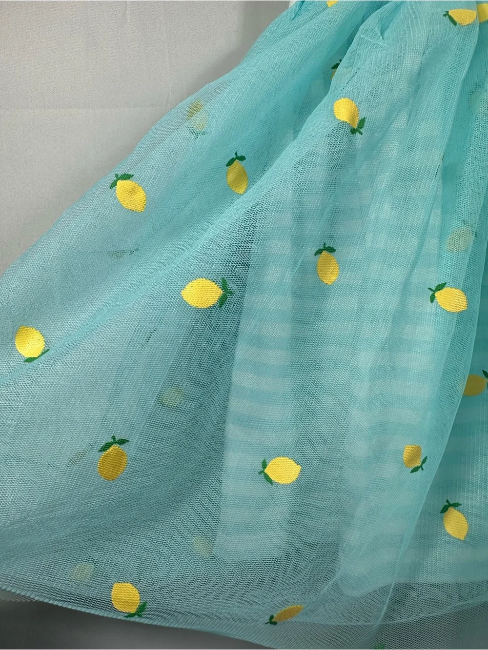 Zunie Girl Aqua and Yellow Lemon Print Dress